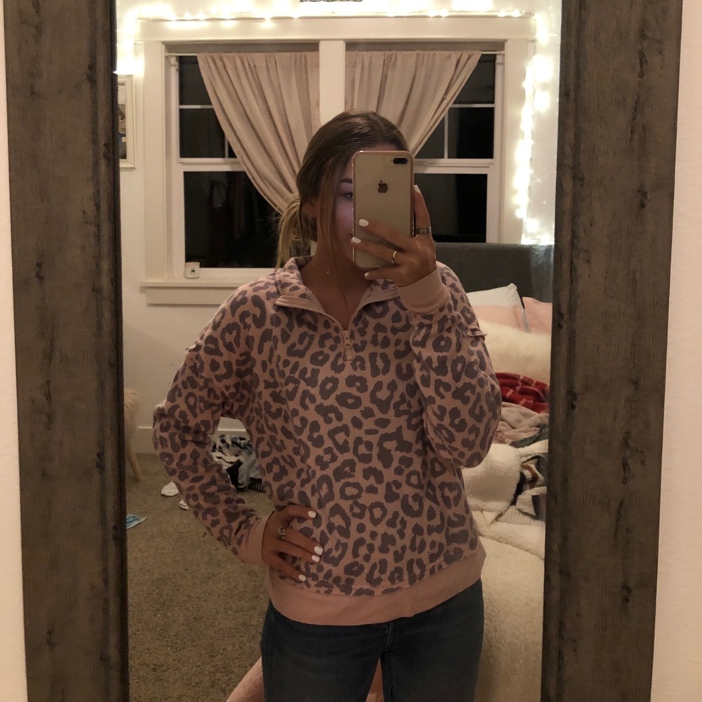 Pink Leopard Quarter Zip